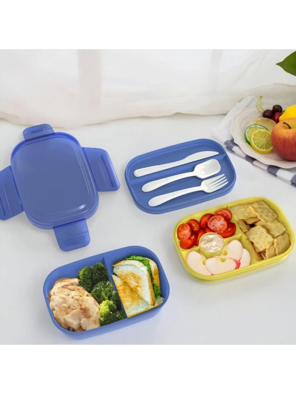 Leakproof Bento Box Set with Insulated Lunch Bag - 4-Piece Meal Prep Kit, Blue